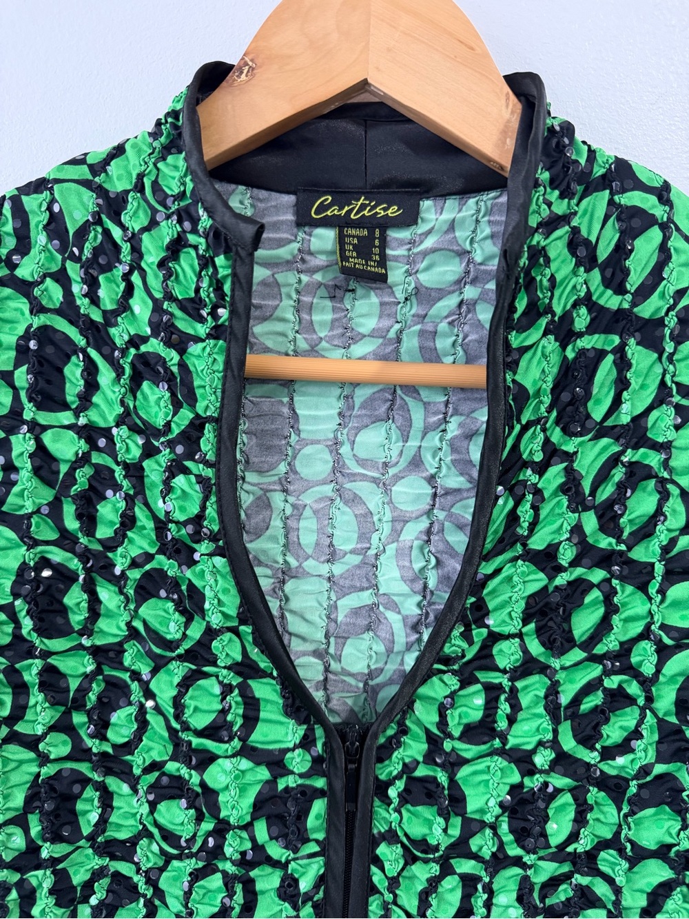 Cartise Green & Black Textured Zip Jacket 6 - Picture 4 of 10